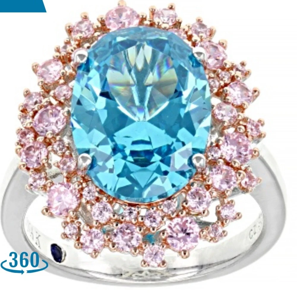 |Vanna K for Bella Luce Blue Pink Cubic Zirconia Platineve Ring 9.82ctw size 10 - Picture 2 of 7